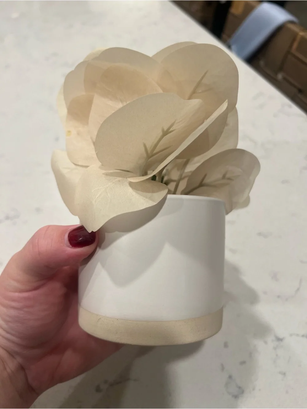 Small Neutral Cream Faux Eucalyptus Potted Plant